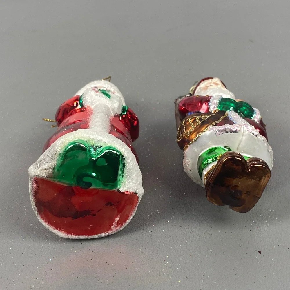Old World Christmas Santa W/ Raccoon Animal & Mrs Claus Glass Holiday Ornaments